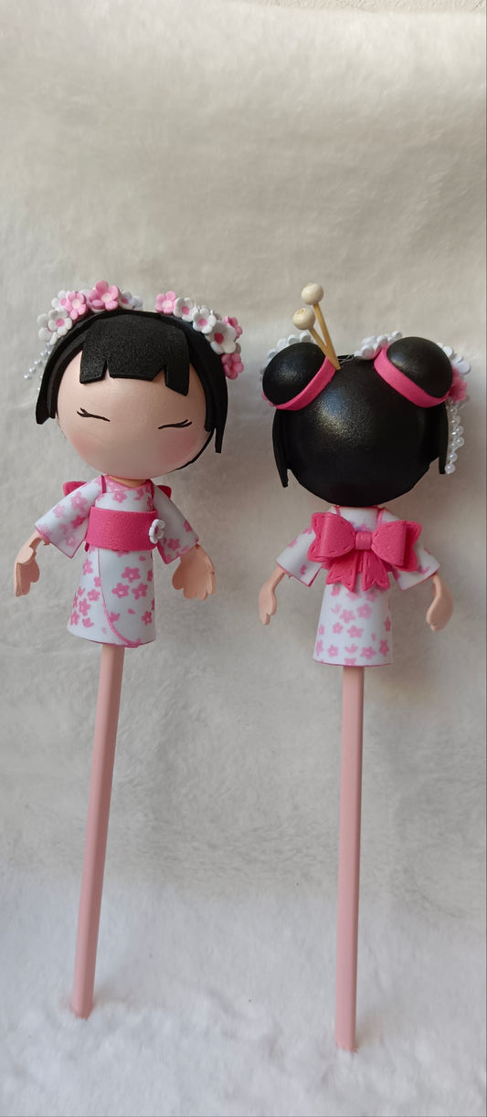🎀 Ponteiras Geisha em EVA – Um toque fofo no teu lápis! 🎀