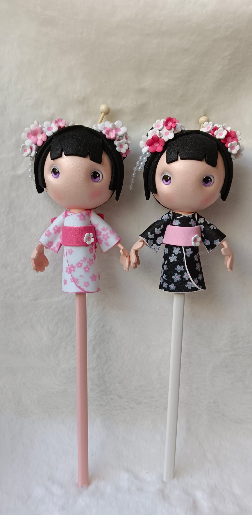 🎀 Ponteiras Geisha em EVA – Um toque fofo no teu lápis! 🎀