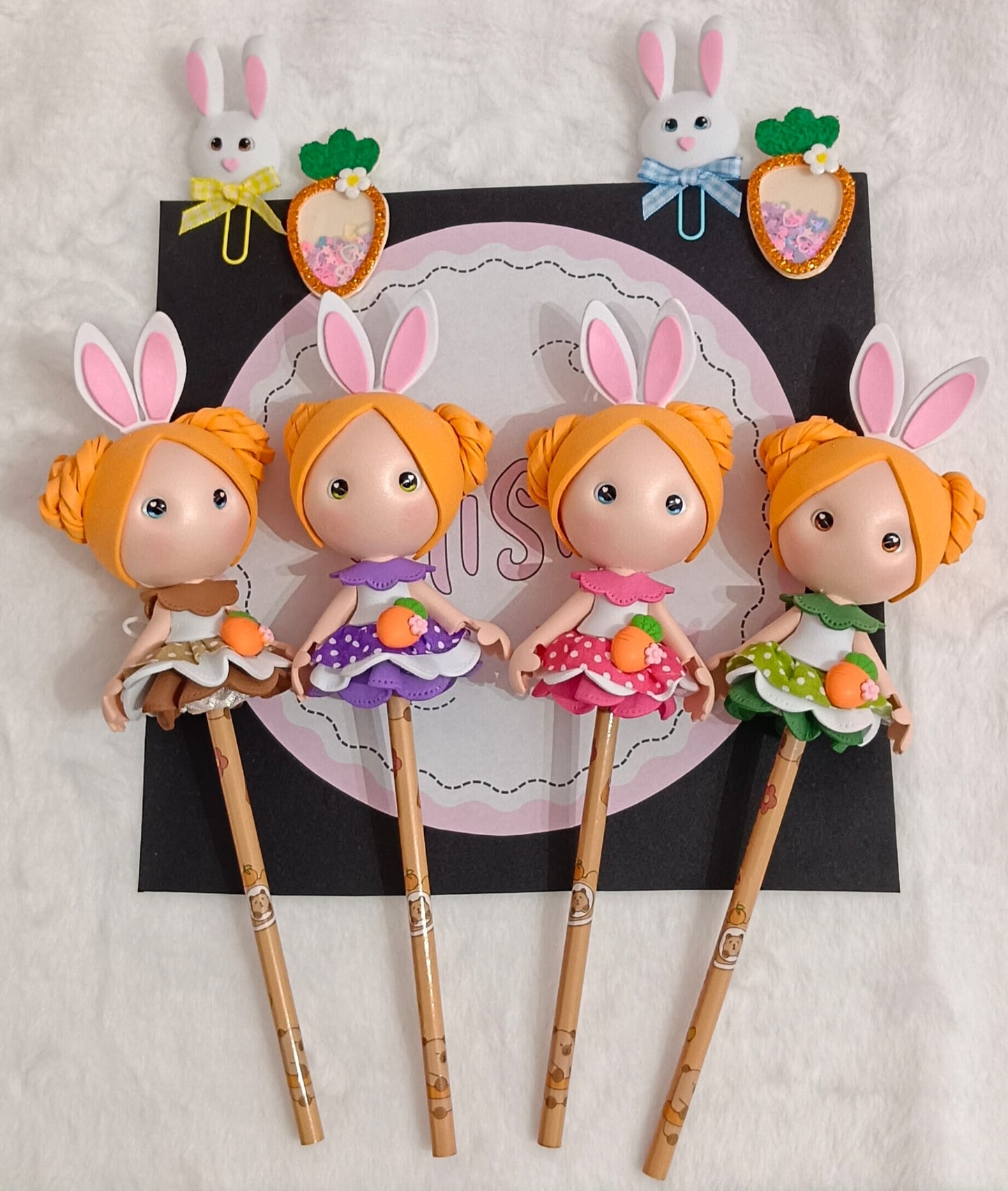 Ponteiras Decorativas em EVA – Bonequinhas Artesanais