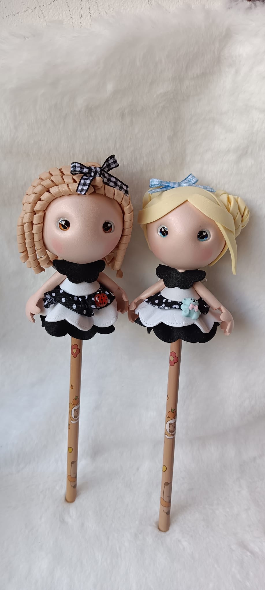 Ponteiras Decorativas em EVA – Bonequinhas Artesanais