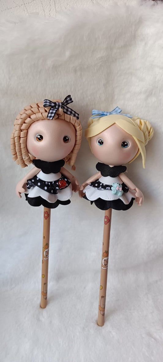 Ponteiras Decorativas em EVA – Bonequinhas Artesanais