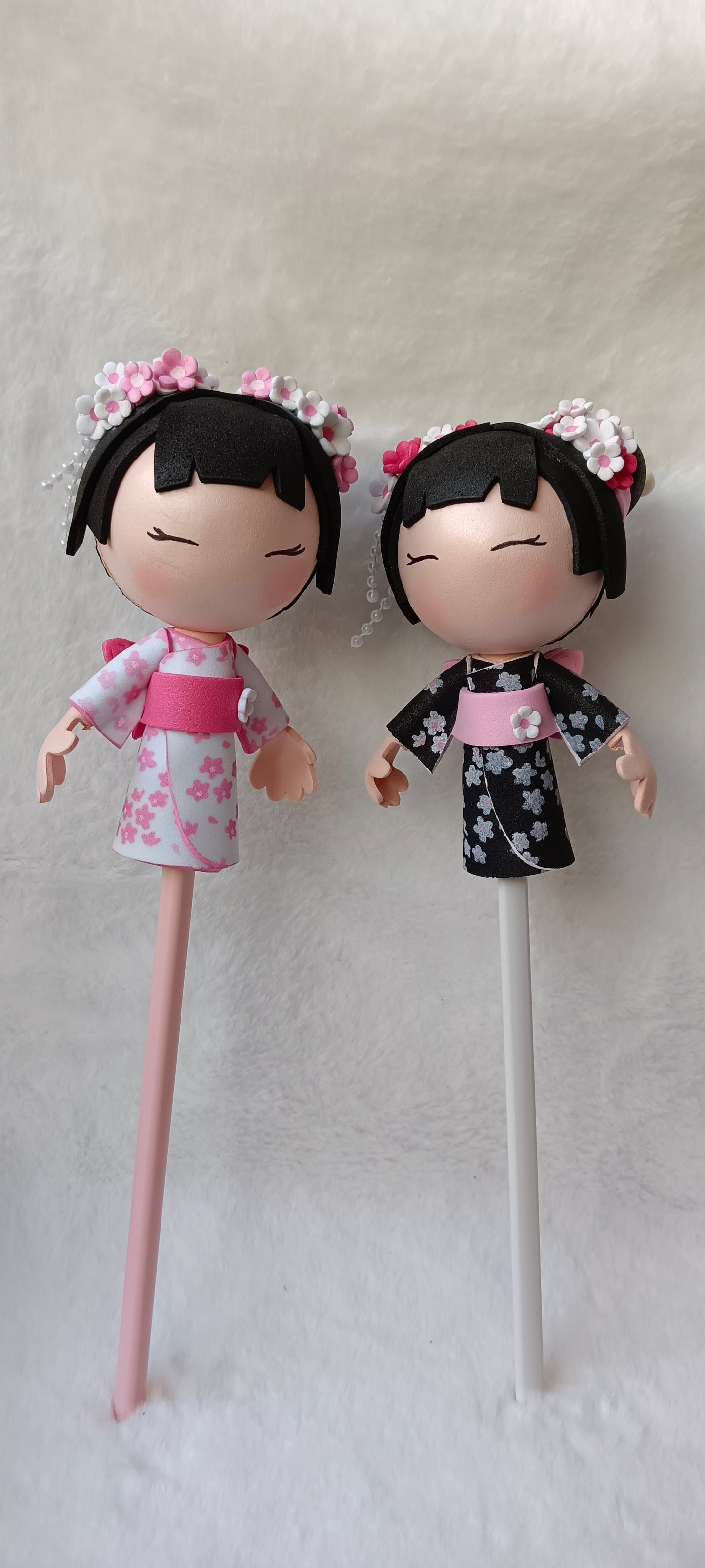 🎀 Ponteiras Geisha em EVA – Um toque fofo no teu lápis! 🎀